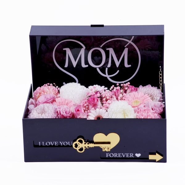 Mum Box Deco White Gerbera Dried Flowers Eustoma Pink Canation Tinted Rose Pink