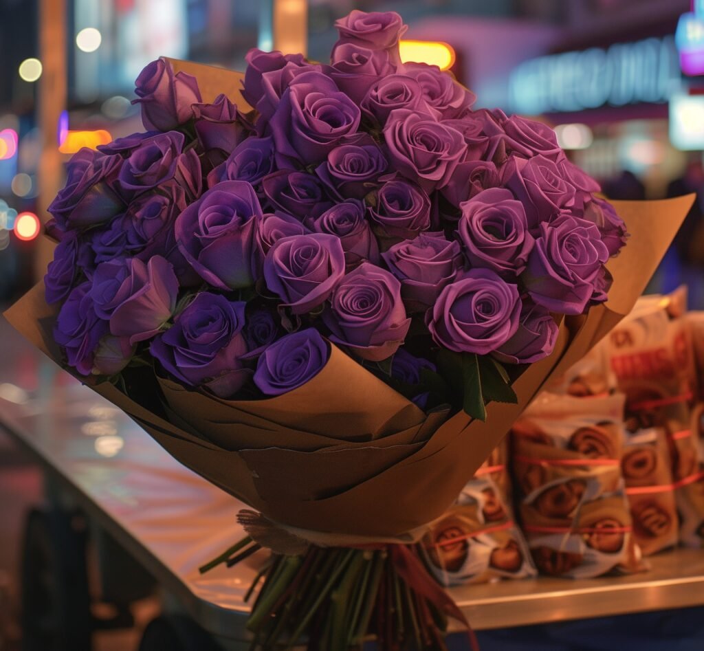 purple roses-bouquet