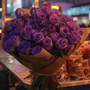 purple roses-bouquet