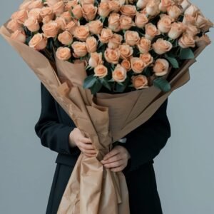 big peach rose bouquet