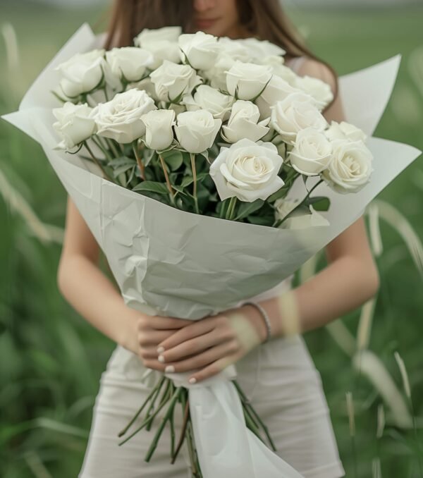 white rose bouquet