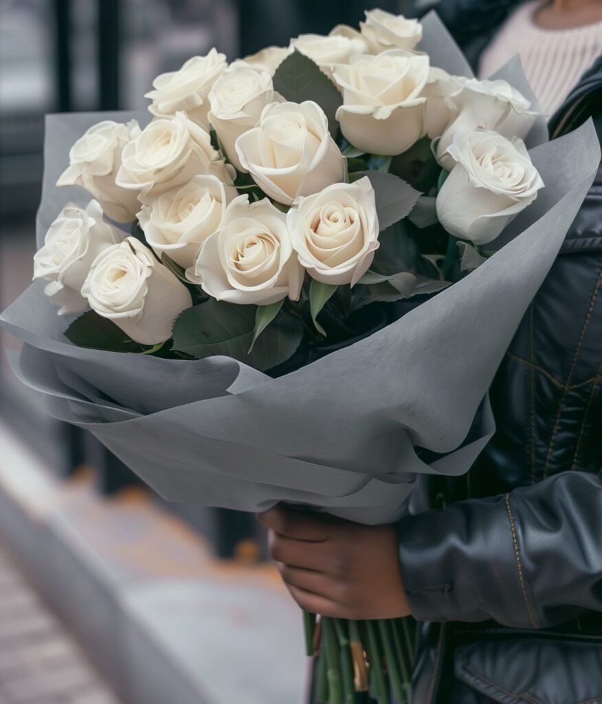 Large White Rose Bouquet - uplifting floral studio