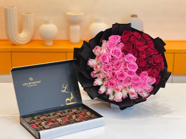 Red & Pink Rose Bouquet Chocolate - Image 2