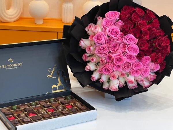 Red & Pink Rose Bouquet Chocolate