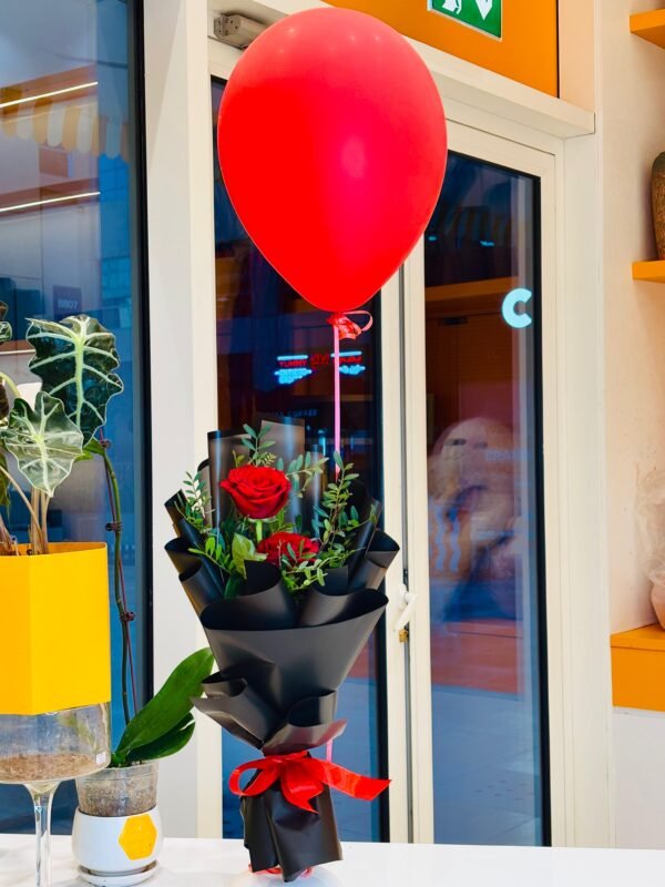 Red Rose Bouquet and balloon