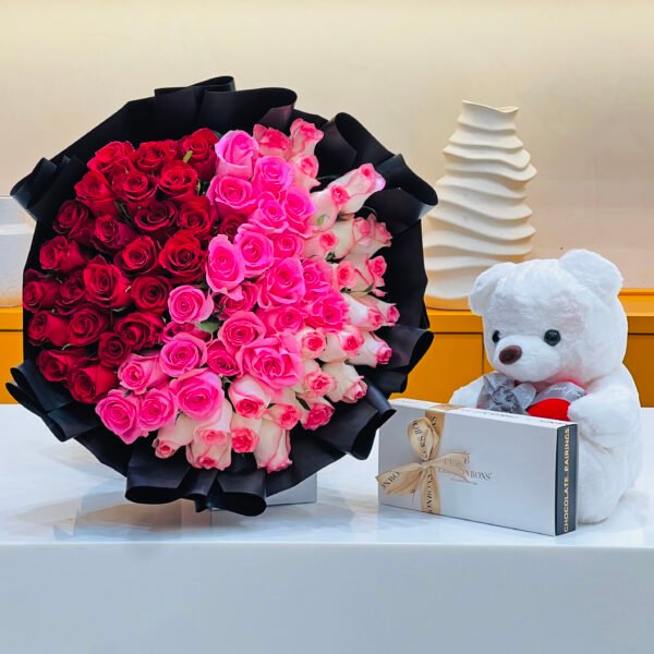 bouquet-and-teddy-bear