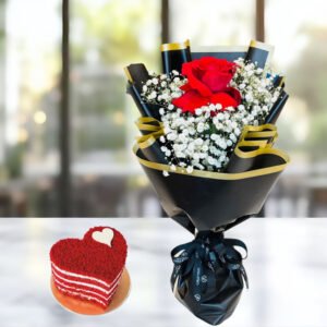 Valentine Combo Cake And Bouquet