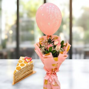 Valentine-bouquet-and-cake-2