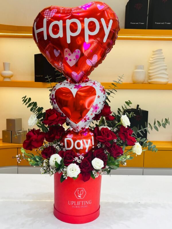 balloons-red-rose-and-white-rose